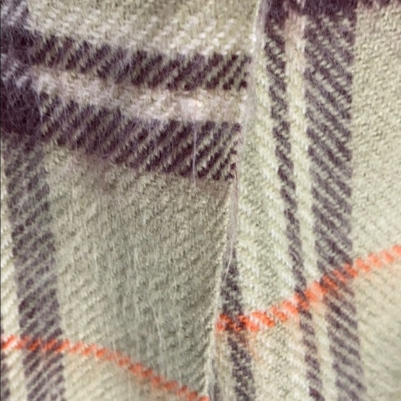 Vintage Green & Brown Checked Wool Blend Scarf - Picture 4 of 4